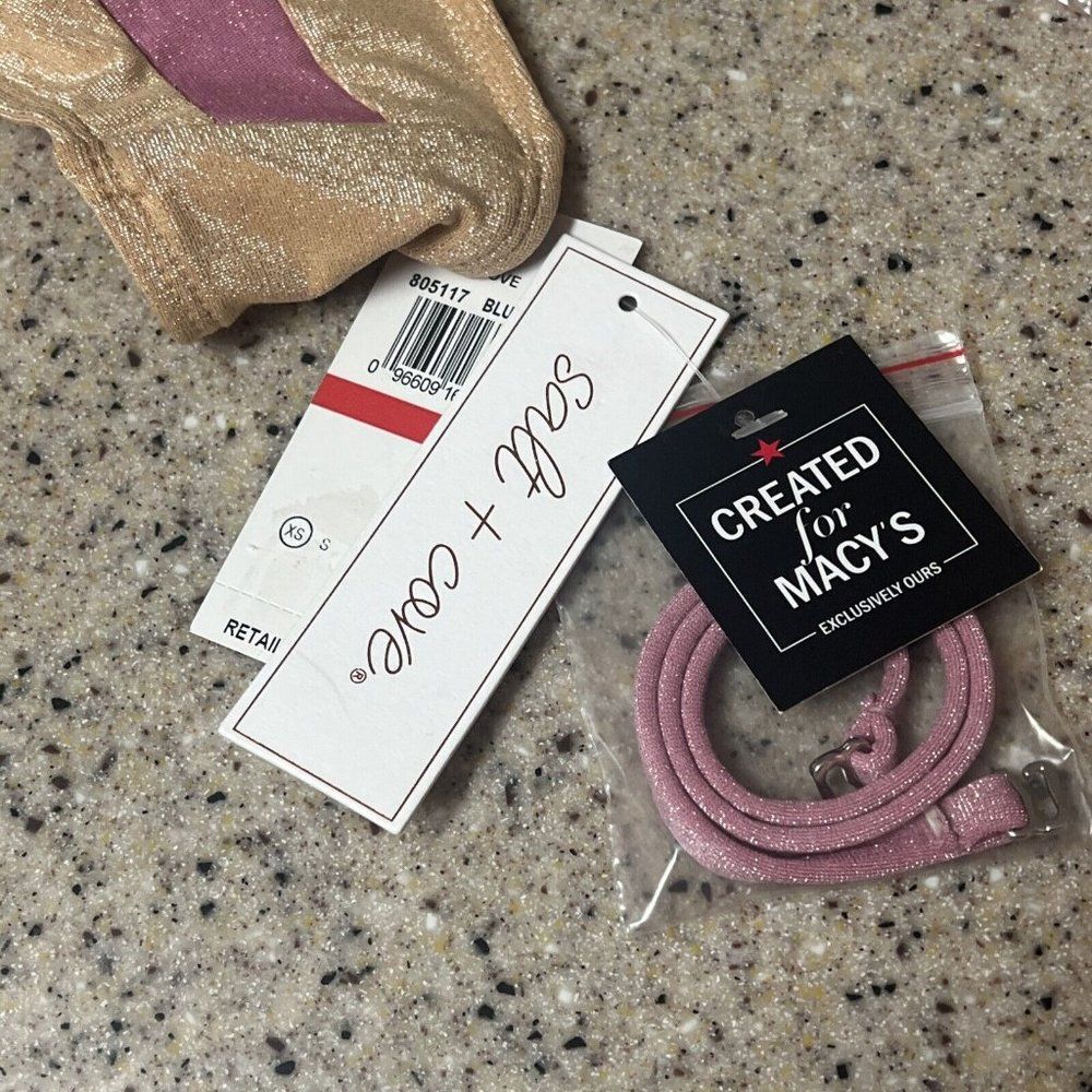 Salt + Cove Bandeau Sparkle Blush Pink‎ and Gold  Bikini Top - Picture 4 of 5